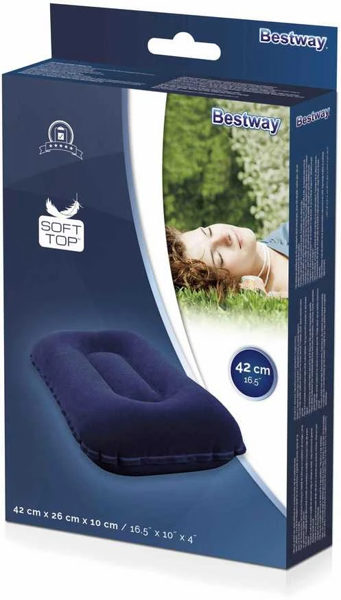 BESTWAY 67121 Kelioninė pripučiama veliūrinė pagalvėlė tamsiai mėlyna