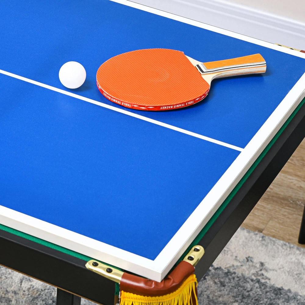 SPORTNOW 2in1 daugiafunkcis žaidimų stalas, stalo tenisas, biliardas, su priedais, vaikams, paaugliams, suaugusiems, plieno, 140x63x60-80 cm, žalias