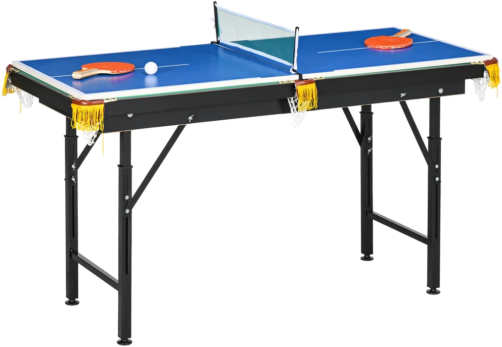 SPORTNOW 2in1 daugiafunkcis žaidimų stalas, stalo tenisas, biliardas, su priedais, vaikams, paaugliams, suaugusiems, plieno, 140x63x60-80 cm, žalias