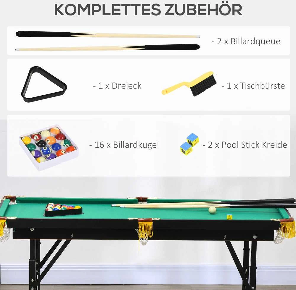 Sulankstomas biliardo stalas, 140x60x55-75 cm, Žalias