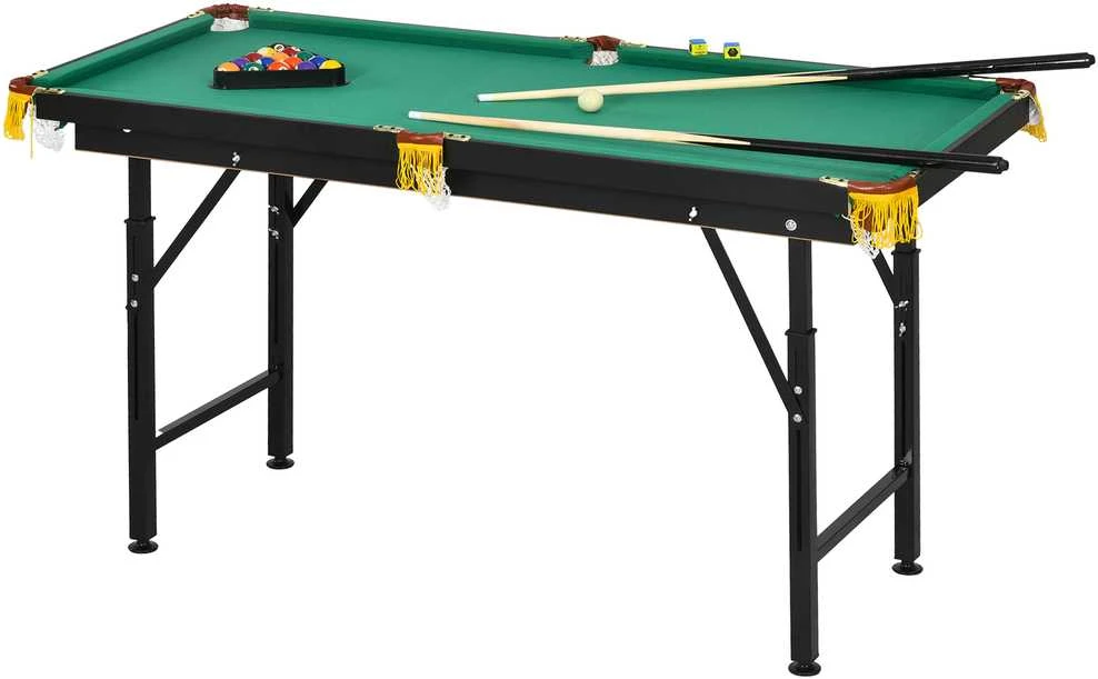 Sulankstomas biliardo stalas, 140x60x55-75 cm, Žalias