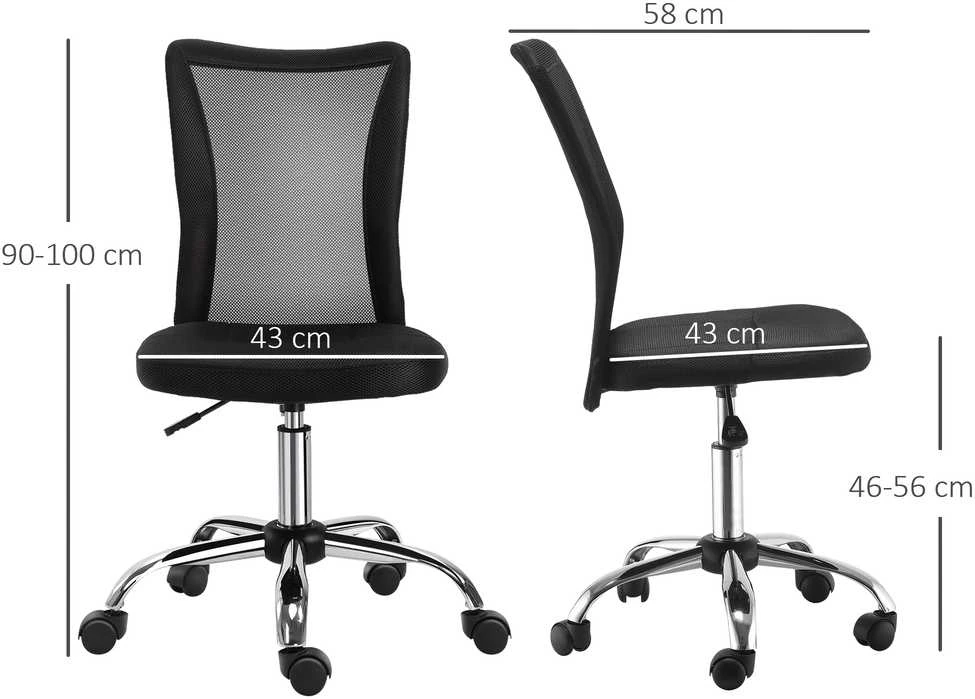 „Vinsetto“ ergonomiška biuro kėdė, reguliuojamo aukščio kompiuterio kėdė, 360° pasisukanti su kvėpuojančiu atlošu, iki 100 kg, juoda