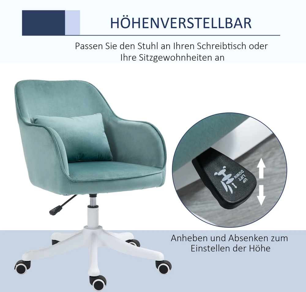 Vinsetto masažinė biuro kėdė, darbo kėdė su vibracijos funkcija, USB, juosmens pagalvė, porankiai, 78-86 cm