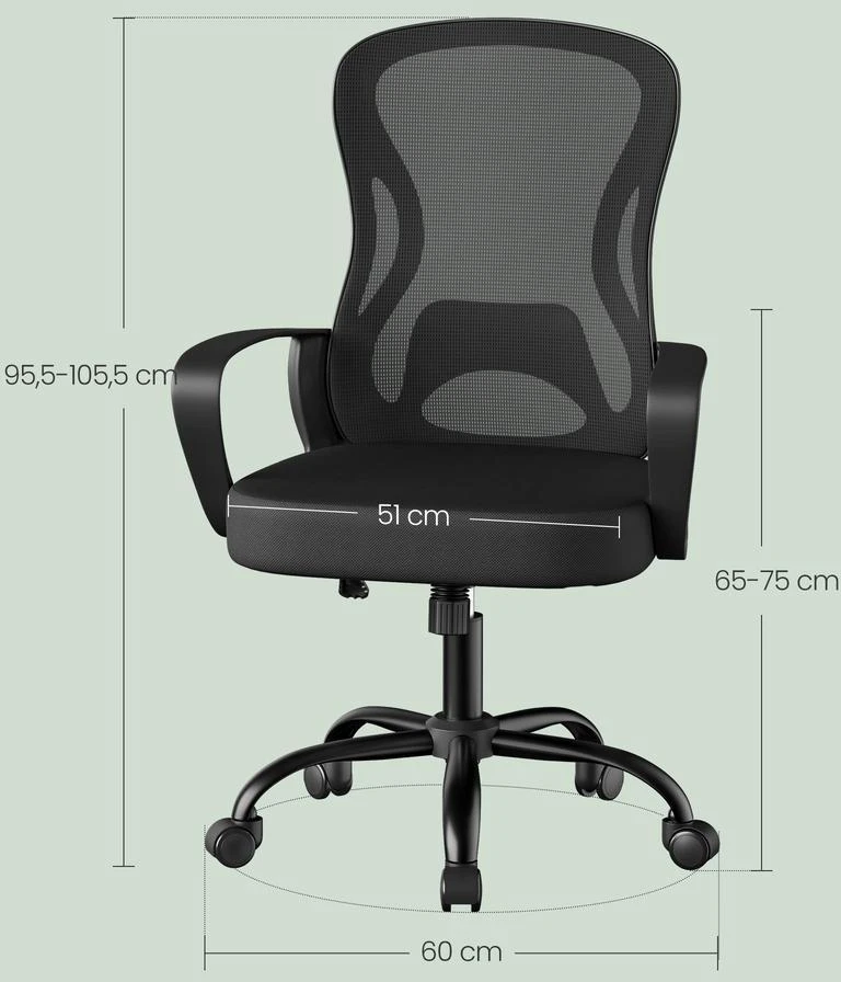 Songmics Biuro kėdė 60 x 60 x (95,5–105,5) cm
