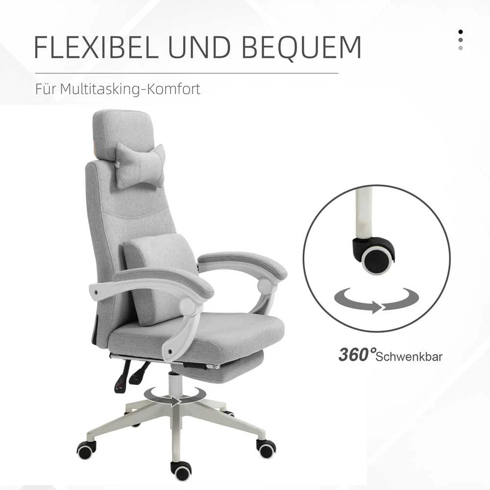 Vinsetto biuro kėdė, žaidimų kėdė, kėdė su ratukais, ergonomiškas dizainas, poliesteris, porolonas, fanera, plastikas, 62 x 68 x 117-127 cm