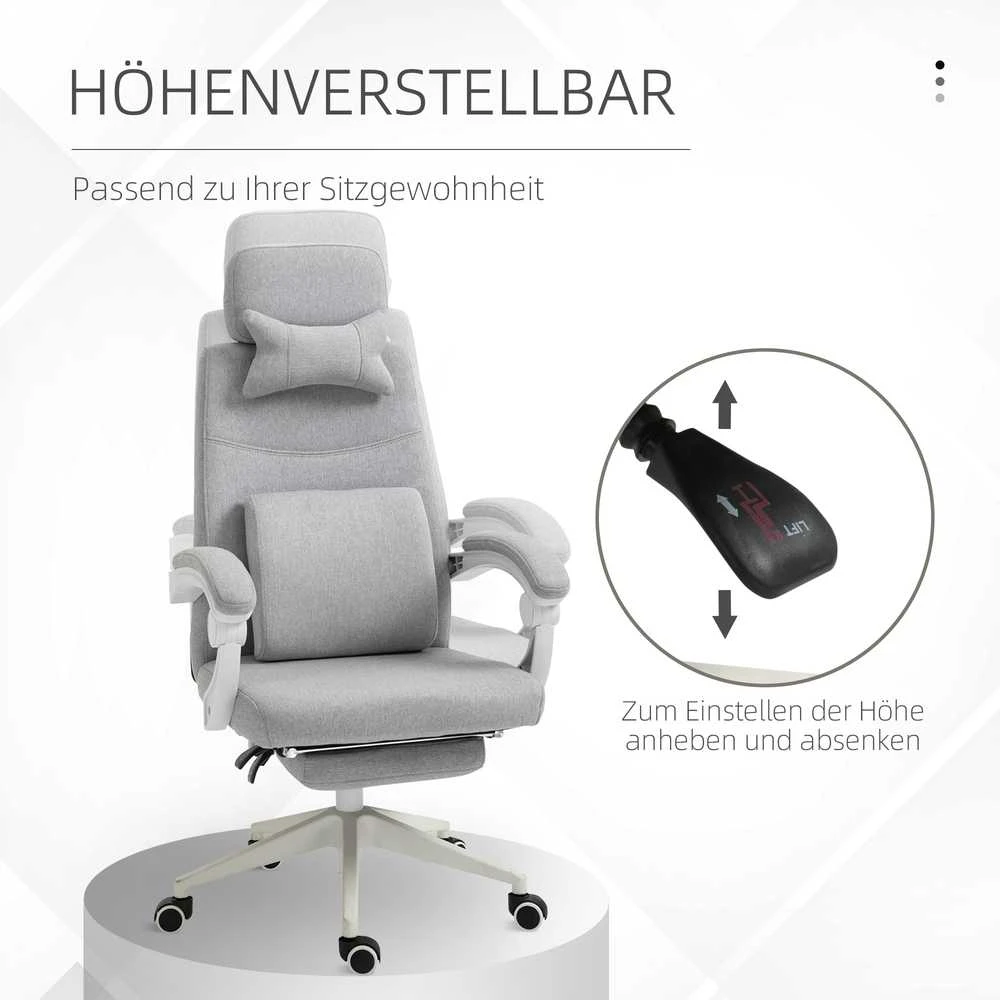 Vinsetto biuro kėdė, žaidimų kėdė, kėdė su ratukais, ergonomiškas dizainas, poliesteris, porolonas, fanera, plastikas, 62 x 68 x 117-127 cm