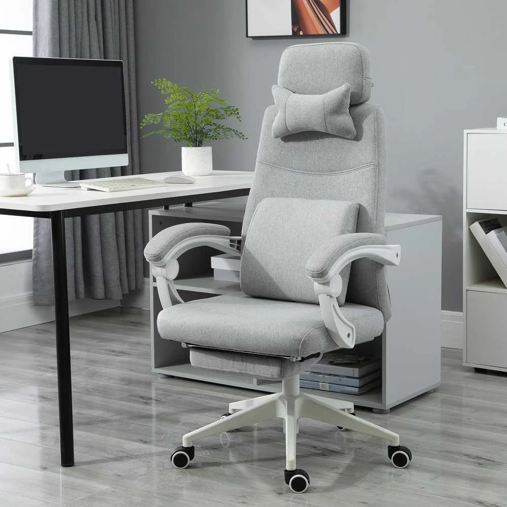 Vinsetto biuro kėdė, žaidimų kėdė, kėdė su ratukais, ergonomiškas dizainas, poliesteris, porolonas, fanera, plastikas, 62 x 68 x 117-127 cm