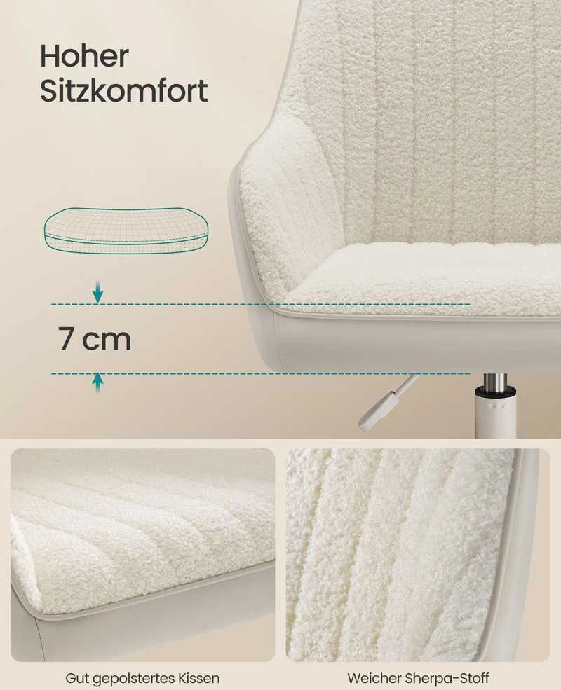 Songmics Minkšta biuro kėdė cappuccino beige-cloud baltas