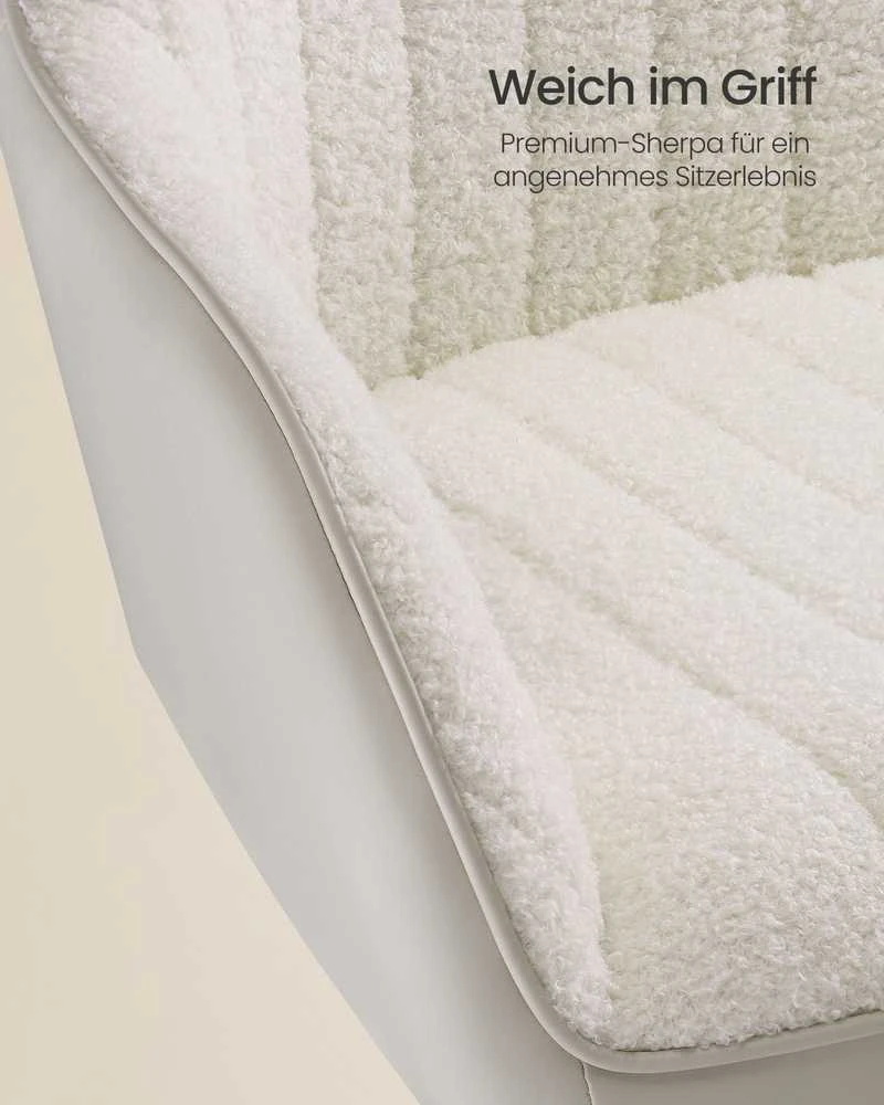 Songmics Minkšta biuro kėdė cappuccino beige-cloud baltas