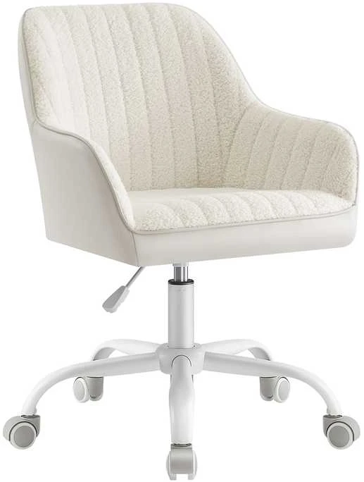 Songmics Minkšta biuro kėdė cappuccino beige-cloud baltas