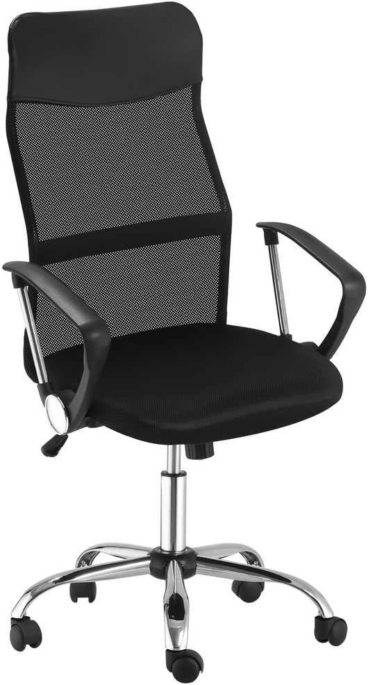 HOMCOM ergonominė biuro kėdė, žaidimų kėdė, pasukama kėdė su supimosi funkcija, reguliuojamo aukščio darbo kėdė, porolonas, tinklelis, juoda