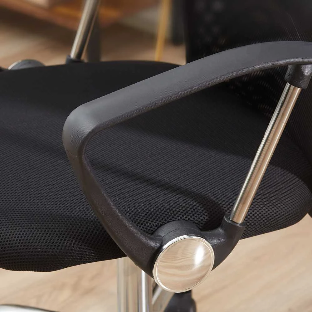 HOMCOM ergonominė biuro kėdė, žaidimų kėdė, pasukama kėdė su supimosi funkcija, reguliuojamo aukščio darbo kėdė, porolonas, tinklelis, juoda