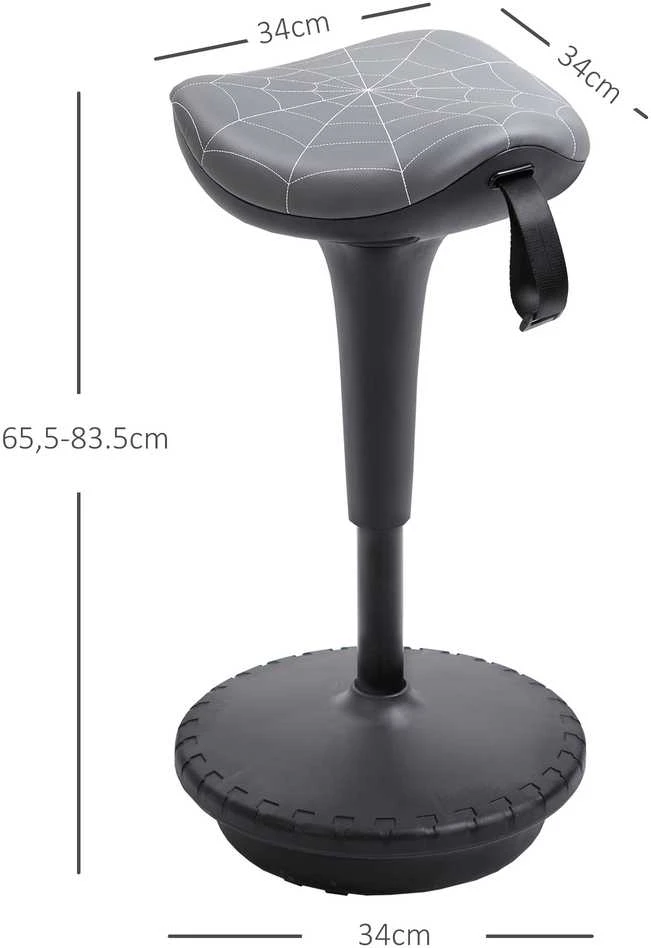 Vinsetto biuro kėdė su pasukimo funkcija, ergonomiška kėdė, reguliuojamo aukščio 65,5–83,5 cm, pasvirusi 120°, pilka