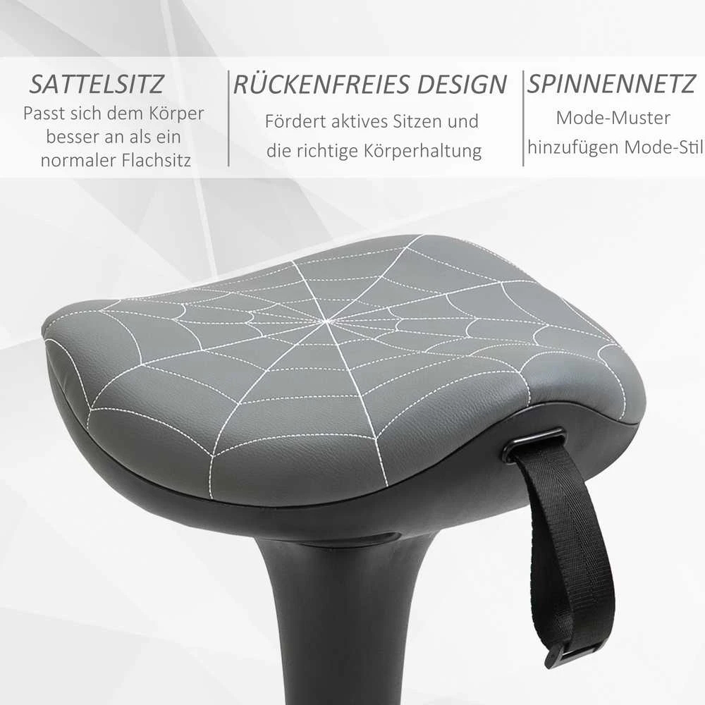 Vinsetto biuro kėdė su pasukimo funkcija, ergonomiška kėdė, reguliuojamo aukščio 65,5–83,5 cm, pasvirusi 120°, pilka