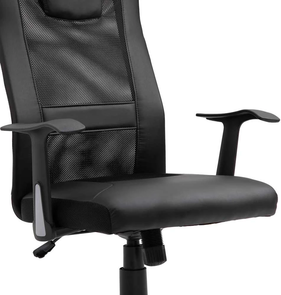 Vinsetto biuro kėdė, ergonomiška sukama kėdė, reguliuojamo aukščio, dirbtinė oda (PU), juoda, 66x73x108-118 cm