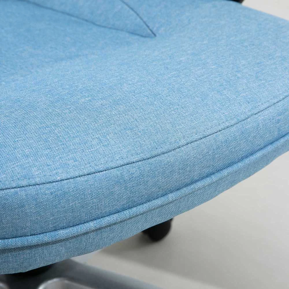 Vinsetto biuro kėdė kompiuterio kėdė sukamoji kėdė aukščio reguliavimas supimosi funkcija šviesiai mėlyna linas 66x75x110-120cm