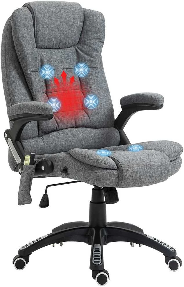 Vinsetto masažinis vadovo kėdė biuro kėdė reguliuojamo aukščio ergonomiška masažinė pilka 67 x 74 x 116–126 cm