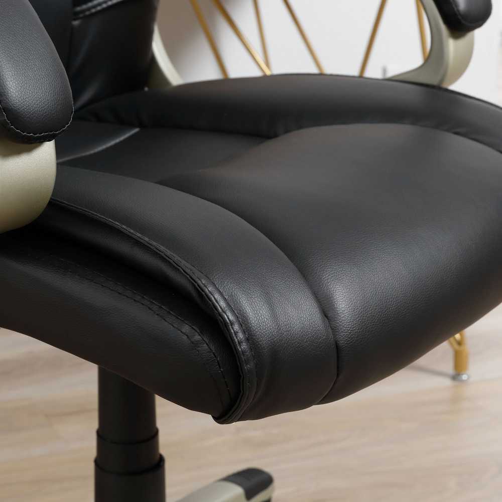 HOMCOM biuro kėdė, ergonomiška darbo kėdė su supimosi funkcija, sportinio dizaino, aukštas atlošas, 70x58x114–124 cm, juoda