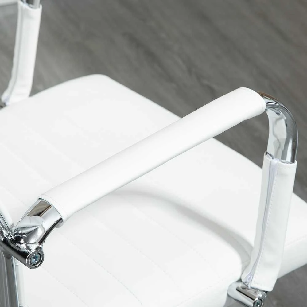 Vinsetto biuro kėdė, sukamoji kėdė, vadovo kėdė, su supimosi funkcija, reguliuojamo aukščio, paminkštinta, ergonomiška, dirbtinė oda, porolonas, balta, 54 x 62 x 104-114 cm