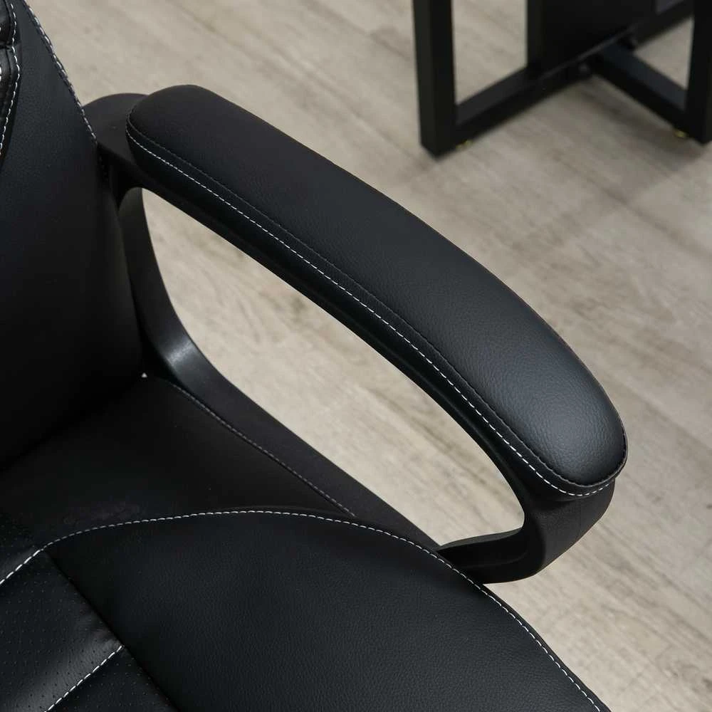 Vinsetto masažinė kėdė, pasukama, reguliuojamo aukščio ergonomiška žaidimų kėdė, kompiuterio kėdė, 6 vibracijos taškai, lino pojūtis, reguliuojama, juoda