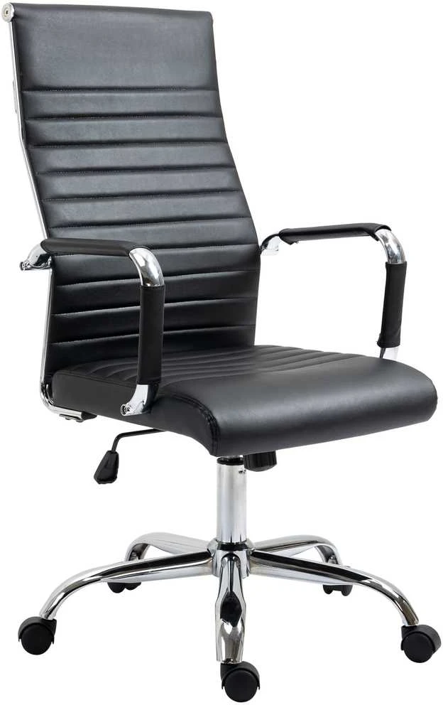 Vinsetto ergonominė biuro kėdė su supimosi funkcija, reguliuojamo aukščio darbo kėdė, paminkštinta dirbtinės odos vadovo kėdė, juoda