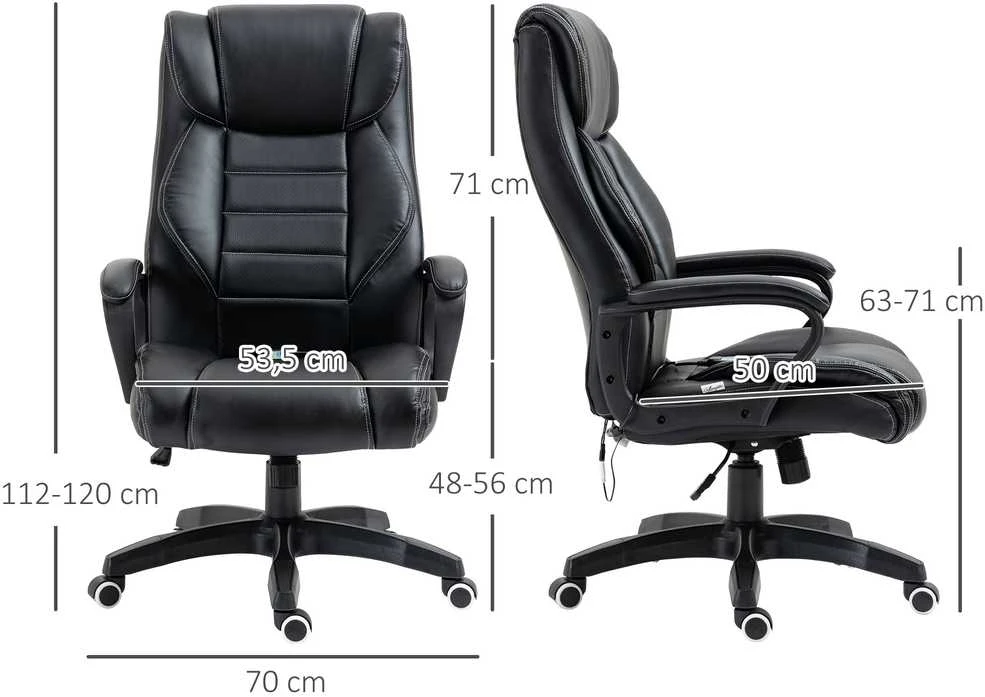Vinsetto masažinė kėdė, pasukama, reguliuojamo aukščio ergonomiška žaidimų kėdė, kompiuterio kėdė, 6 vibracijos taškai, lino pojūtis, reguliuojama, juoda