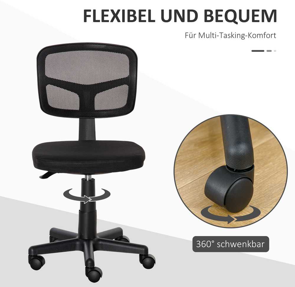 Vinsetto biuro kėdė, ergonomiška darbo kėdė, reguliuojamo aukščio besisukanti kėdė, taupanti vietą, juoda