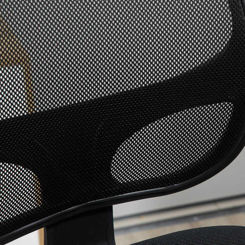Vinsetto ergonominė biuro kėdė, darbo kėdė, sukamoji kėdė, kėdė piešimui, reguliuojamas kojų žiedas, iki 120 kg, juoda, 60x56x110-132 cm