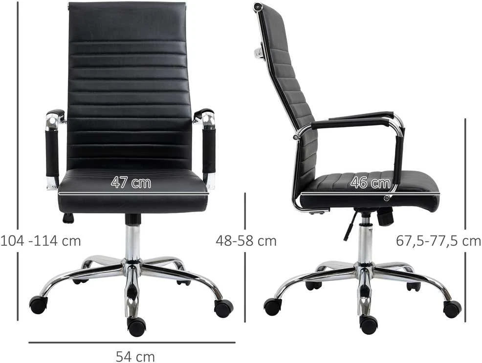 Vinsetto ergonominė biuro kėdė su supimosi funkcija, reguliuojamo aukščio darbo kėdė, paminkštinta dirbtinės odos vadovo kėdė, juoda