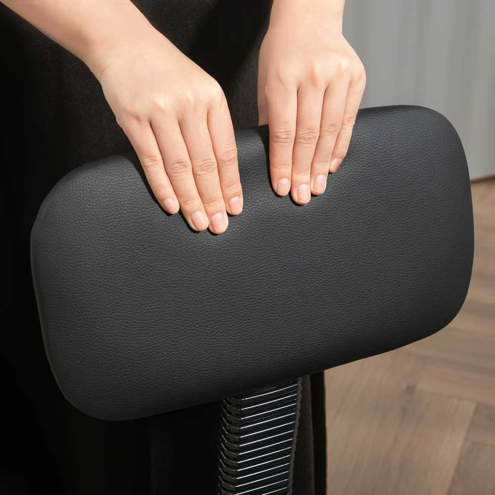 Biuro kėdė HOMCOM, ergonomiška piešimo kėdė, reguliuojamo aukščio kompiuterio kėdė su kojų atrama, rašomojo stalo kėdė, sukama kėdė svetainei, biurui, dirbtinė oda, juoda