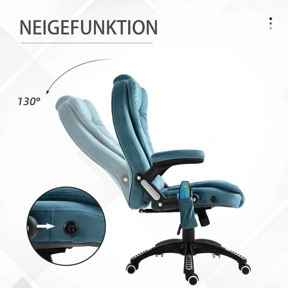Vinsetto masažinė biuro kėdė su masažo funkcija, reguliuojamo aukščio besisukanti kėdė, ergonomiška kėdė, mėlyna
