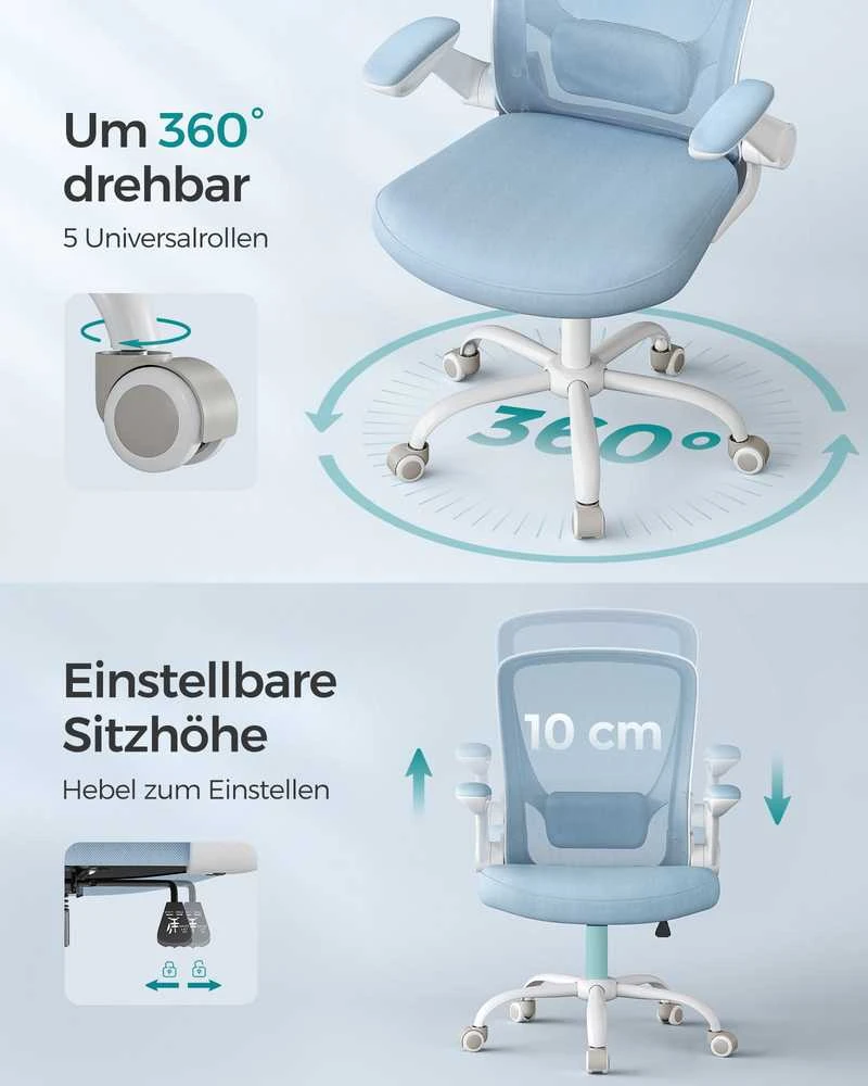 Songmics Biuro kėdė, mėlynos spalvos