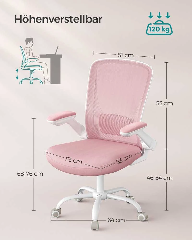 Songmics Biuro kėdė rožinė