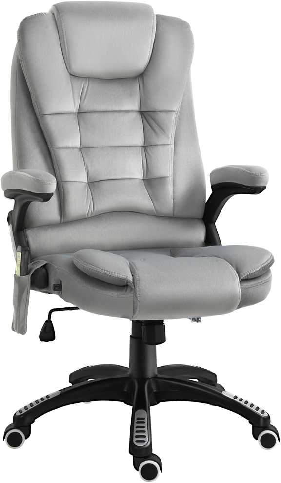 Vinsetto masažinė kėdė, biuro kėdė, žaidimų kėdė, reguliuojamo aukščio kėdė vadovams, ergonomiška, PU ratukai, pilka, 67x74x107-116 cm