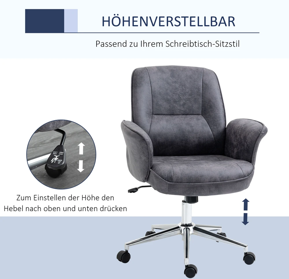 Vinsetto Ergonomiška biuro kėdė su supimo funkcija, reguliuojamo aukščio, keliamoji galia iki 120 kg, 67x69x92-102 cm