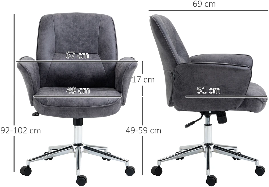 Vinsetto Ergonomiška biuro kėdė su supimo funkcija, reguliuojamo aukščio, keliamoji galia iki 120 kg, 67x69x92-102 cm
