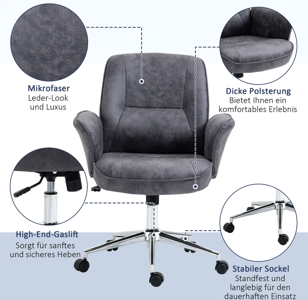 Vinsetto Ergonomiška biuro kėdė su supimo funkcija, reguliuojamo aukščio, keliamoji galia iki 120 kg, 67x69x92-102 cm