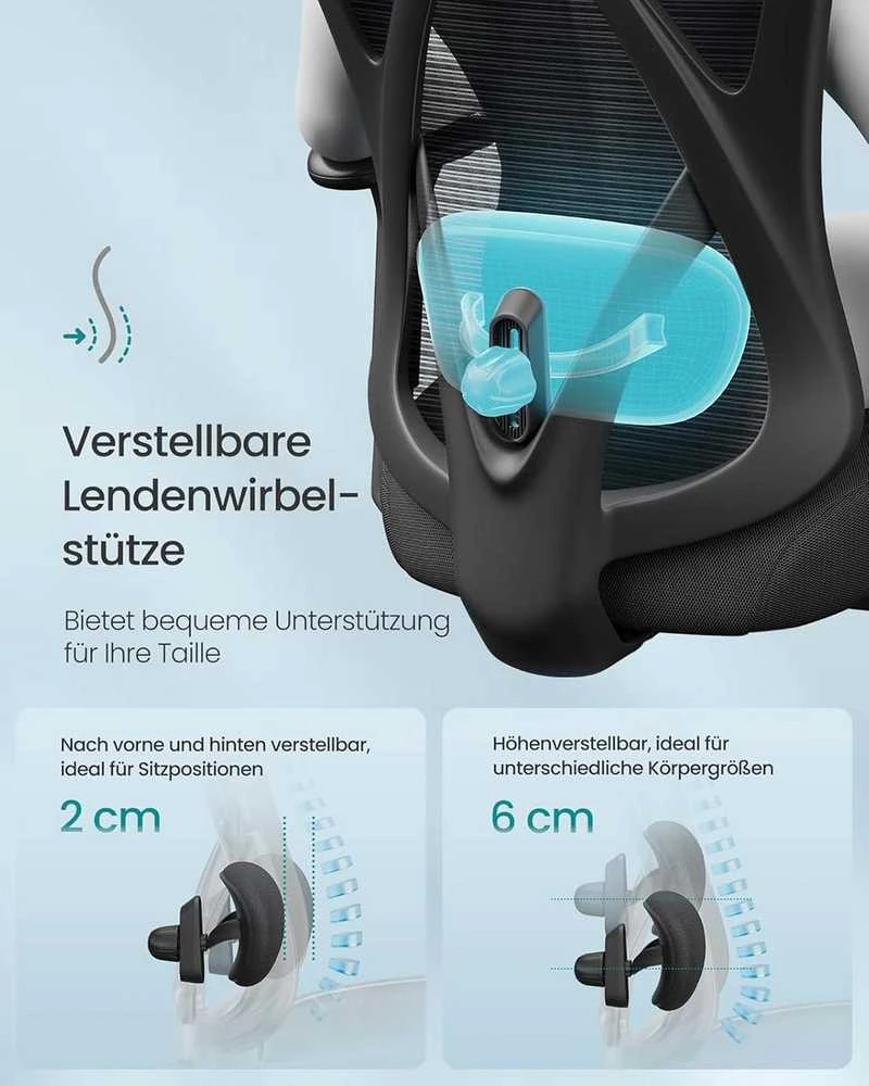 Songmics Biuro kėdė, kurios keliamoji galia iki 150 kg, juoda