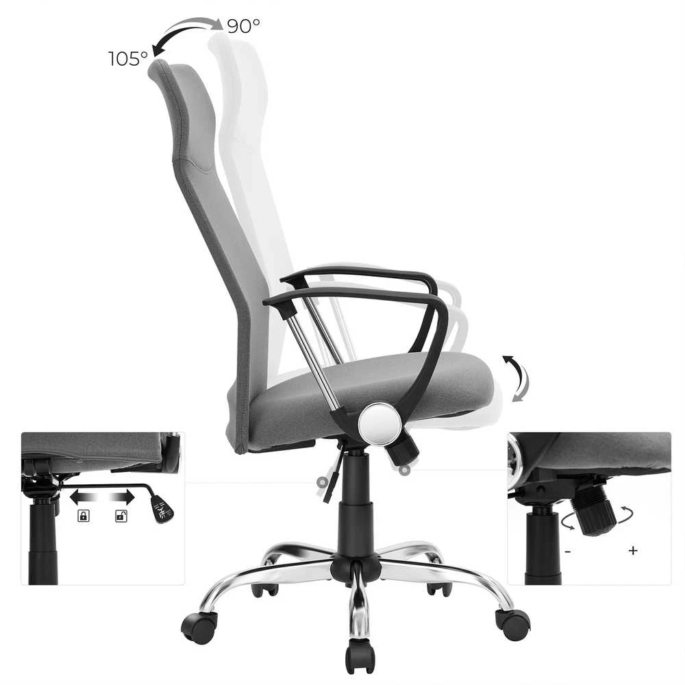 Songmics Ergonomiška rašomojo stalo kėdė pilka