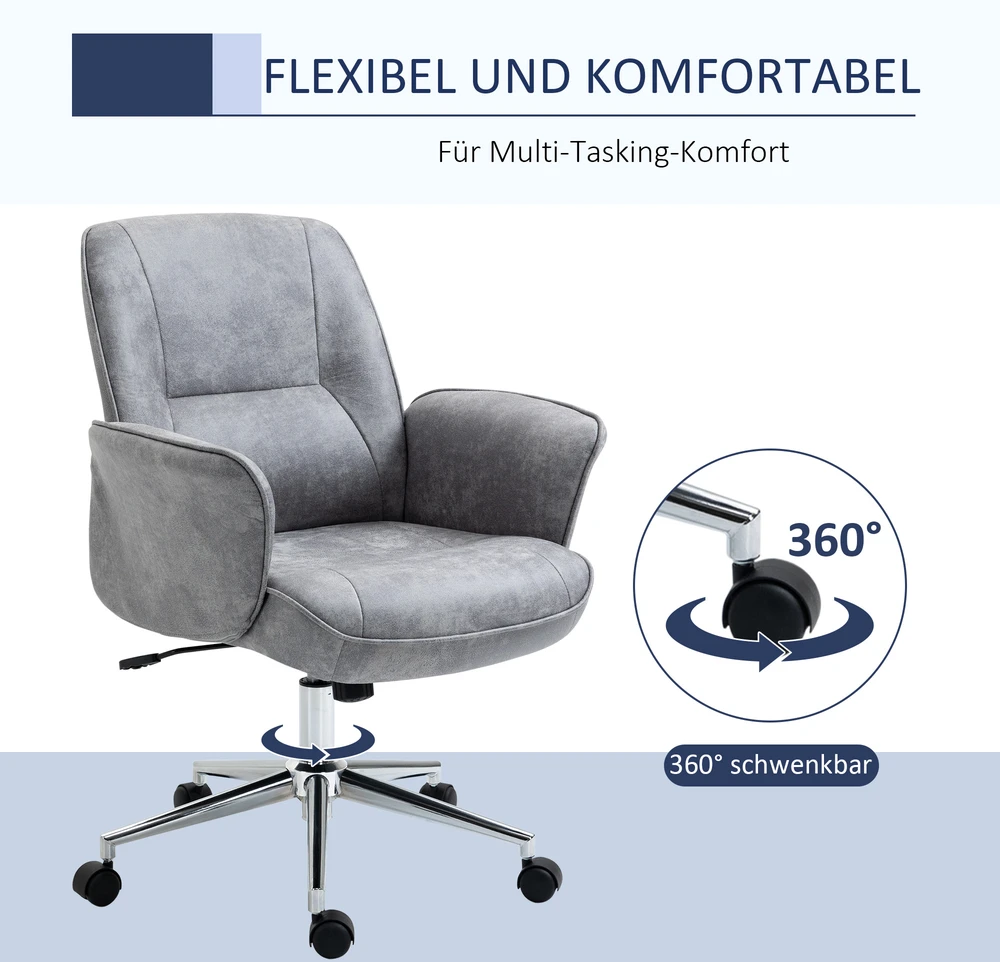 Vinsetto biuro kėdė, moderni darbo kėdė su supimosi funkcija, reguliuojamo aukščio, ergonomiška, 360° besisukantys ratukai
