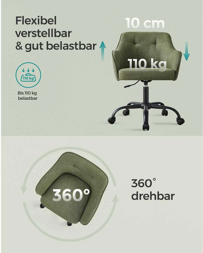 Songmics Namų biuro kėdė žalia
