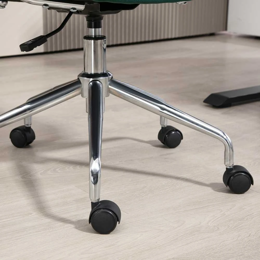 HOMCOM biuro kėdė, darbo kėdė su rotango imitacija, supimosi funkcija, reguliuojamo aukščio pasukama kėdė, kompiuterio kėdė su aksomo imitacija, namų biurui, žalia