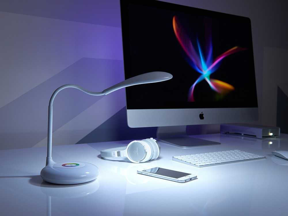 Biuro lempa su LED RGB apšvietimu ir 256 spalvomis