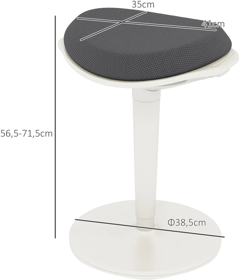 HOMCOM taburetė, ergonomiška biuro taburetė, 56,5-71,5 cm reguliuojamo aukščio darbo taburetė, pasukama kėdė biurui, kabinetui, tinklinė, pilka