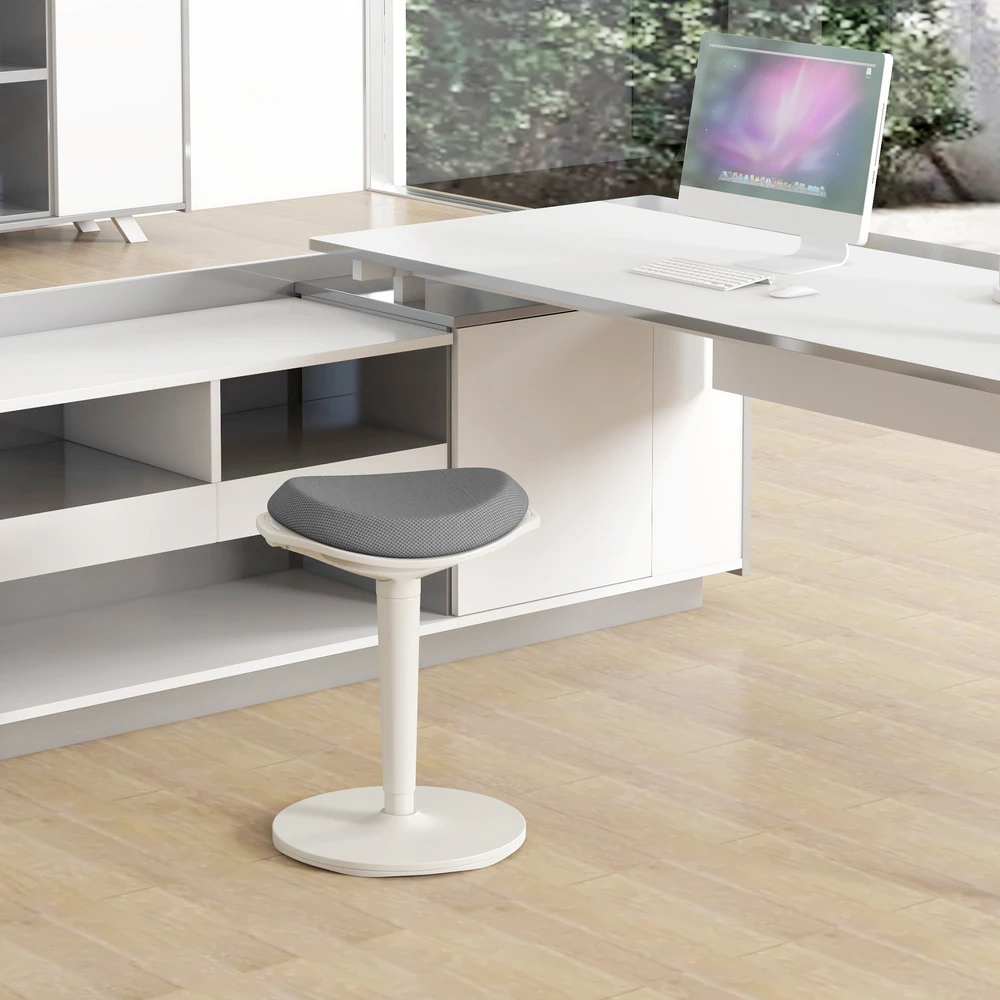 HOMCOM taburetė, ergonomiška biuro taburetė, 56,5-71,5 cm reguliuojamo aukščio darbo taburetė, pasukama kėdė biurui, kabinetui, tinklinė, pilka