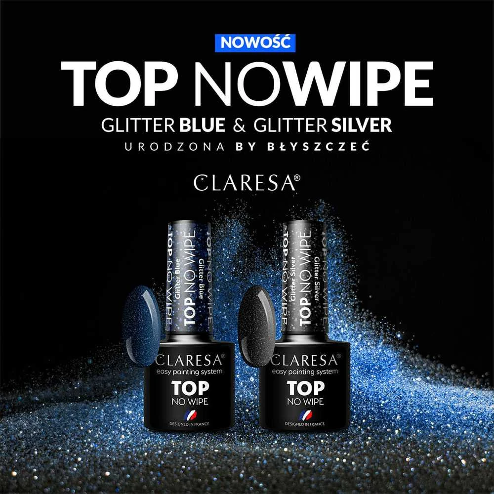 Activeshop Mėlyna Hibridinis viršutinis sluoksnis Claresa Top No Wipe, Glitter Mėlyna 5 g