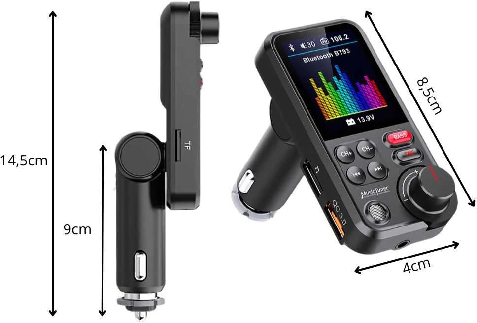 Bluetooth FM moduliatorius su USB įkrovikliu ir laisvų rankų įranga