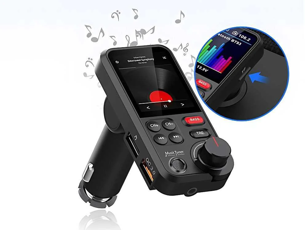 Bluetooth FM moduliatorius su USB įkrovikliu ir laisvų rankų įranga