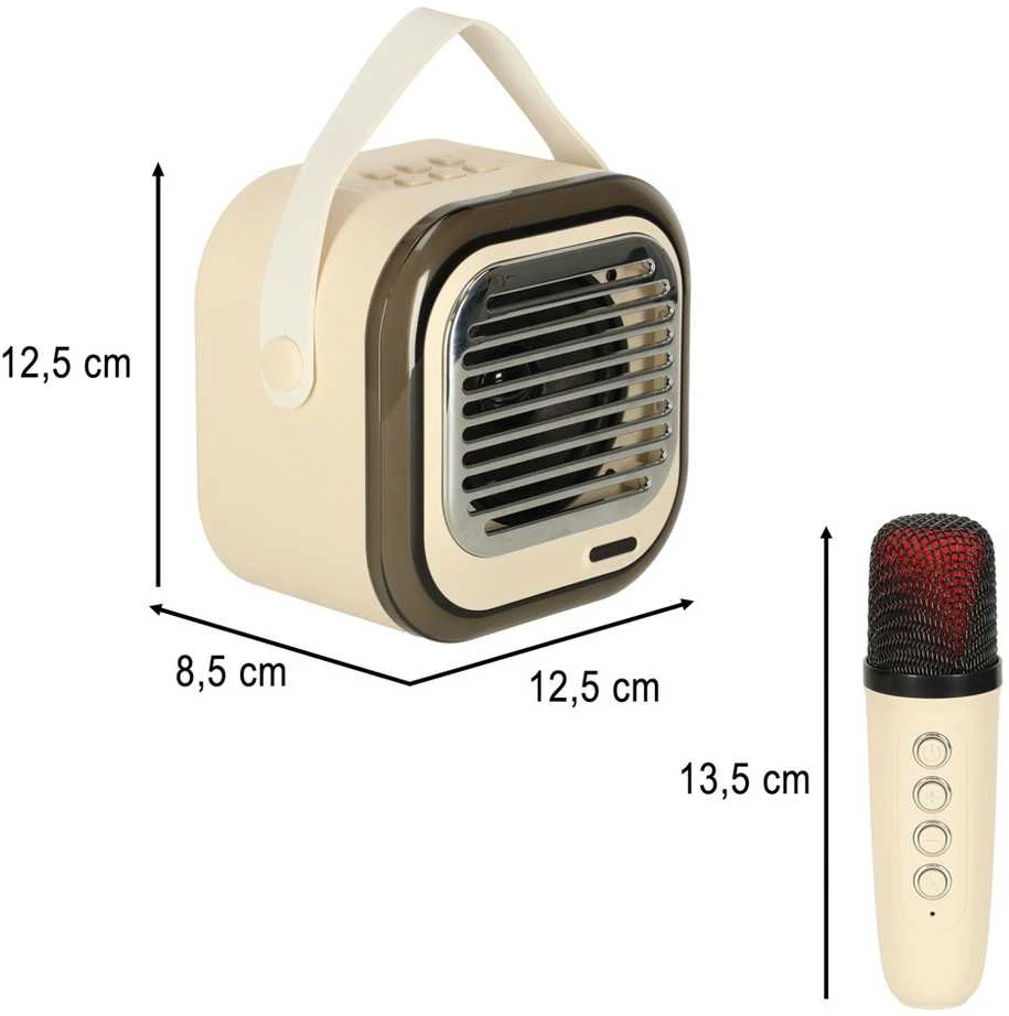 Ikonka USB "Bluetooth" karaokės garsiakalbis grietinėlė