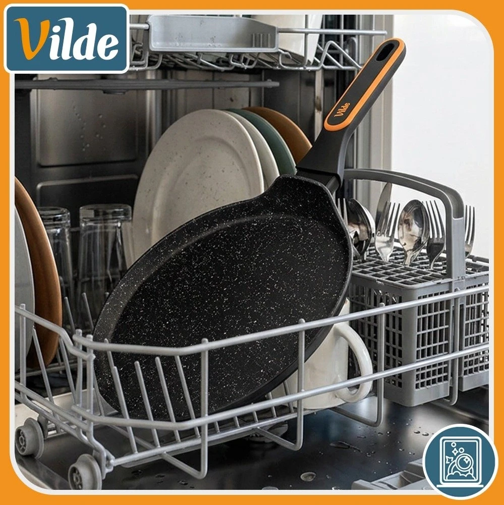 Blynų keptuvė su granitine nepridegančia danga, juoda, 24 cm